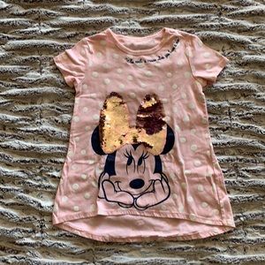 Girls Medium Pink Sparkly Minnie Disney Tee